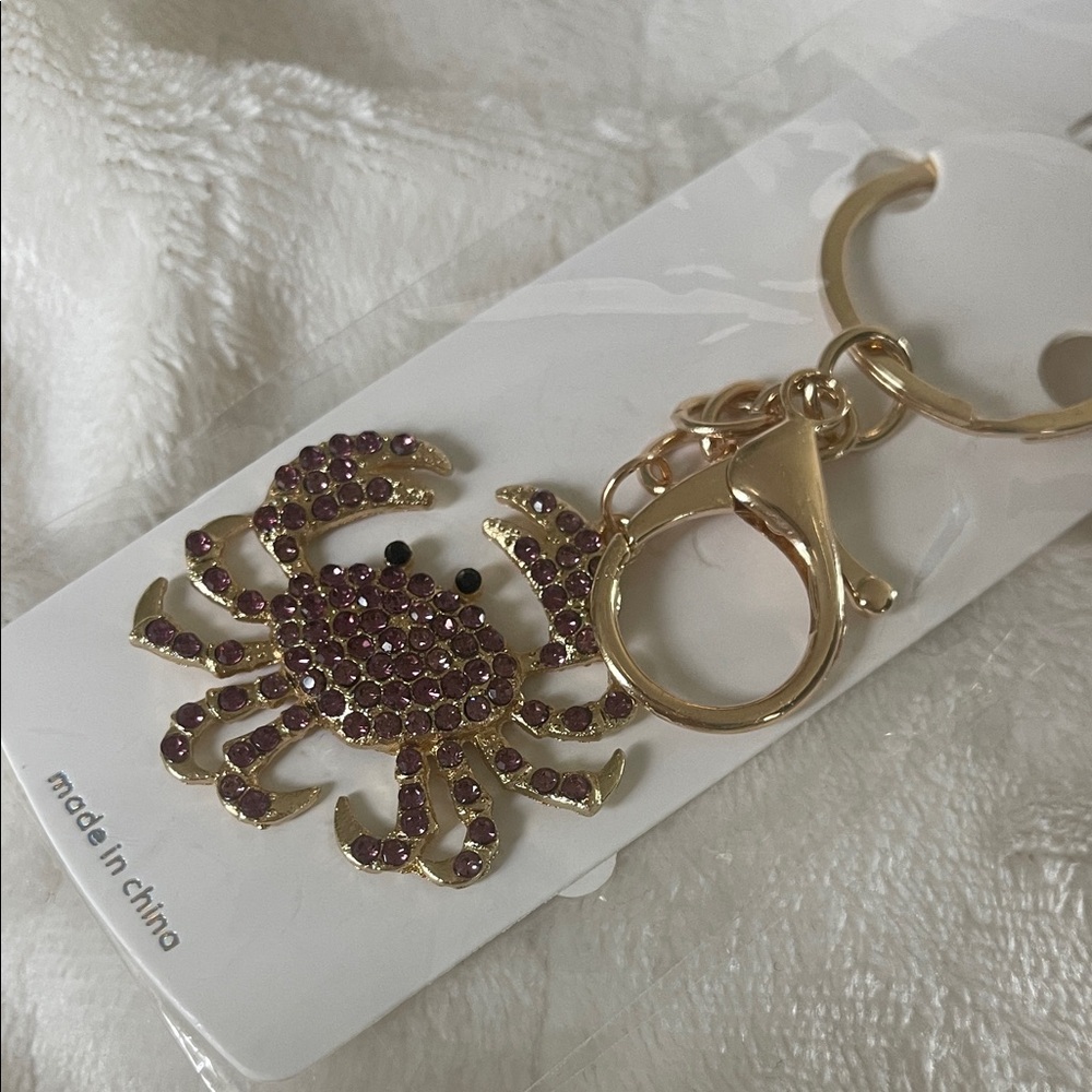 Gold and Purple Crab Keychain purse bag charm NWT